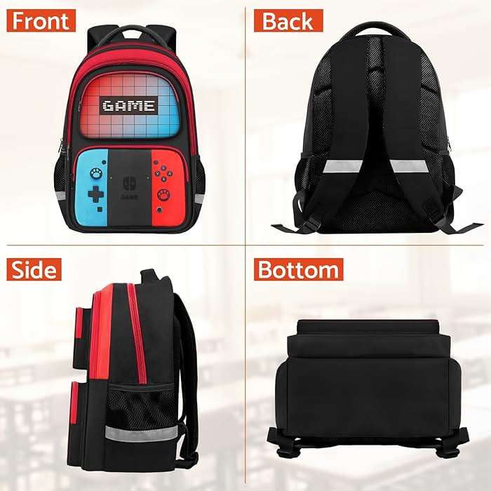 TILYTADLY School Backpack for Boys - 3pcs Gamer Boys Backpack with Lunch Box and Pencil Case for Kids Children Teens Elementary Middle School - HFHTDC Video Game Bookbag 17″ Large Capacity - Image 7