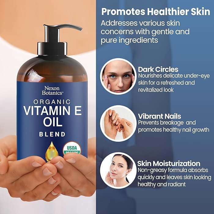 Organic Vitamin E Oil Blend 8 fl oz - Made from Pure, Natural Oils for Skin, Scars & Face - Aceite de Vitamina E - Nexon Botanics - Image 3