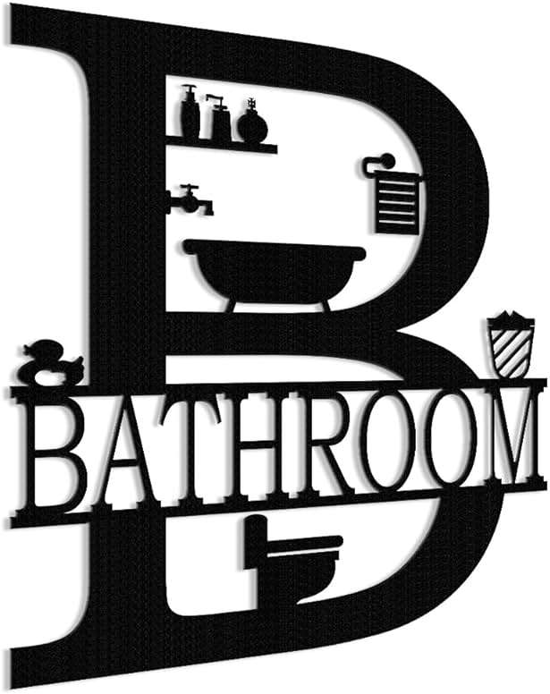 XORT Metal Bathroom Wall Decor, Farmhouse Metal Bathroom Wall Art, Funny Bathroom Sign for Modern Home Hanging Decorations. (Black - 12 x 14 inch) - Image 5