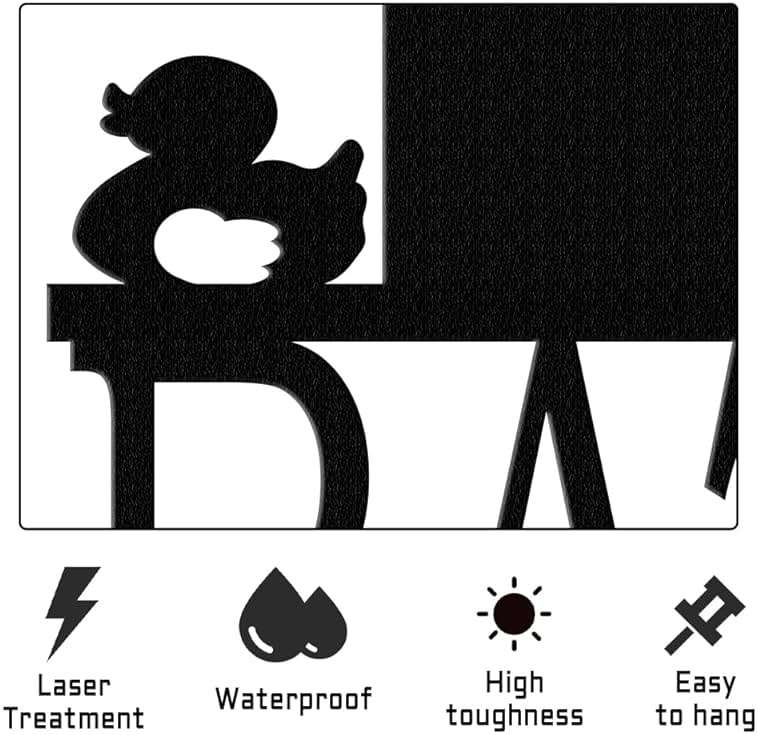XORT Metal Bathroom Wall Decor, Farmhouse Metal Bathroom Wall Art, Funny Bathroom Sign for Modern Home Hanging Decorations. (Black - 12 x 14 inch) - Image 6