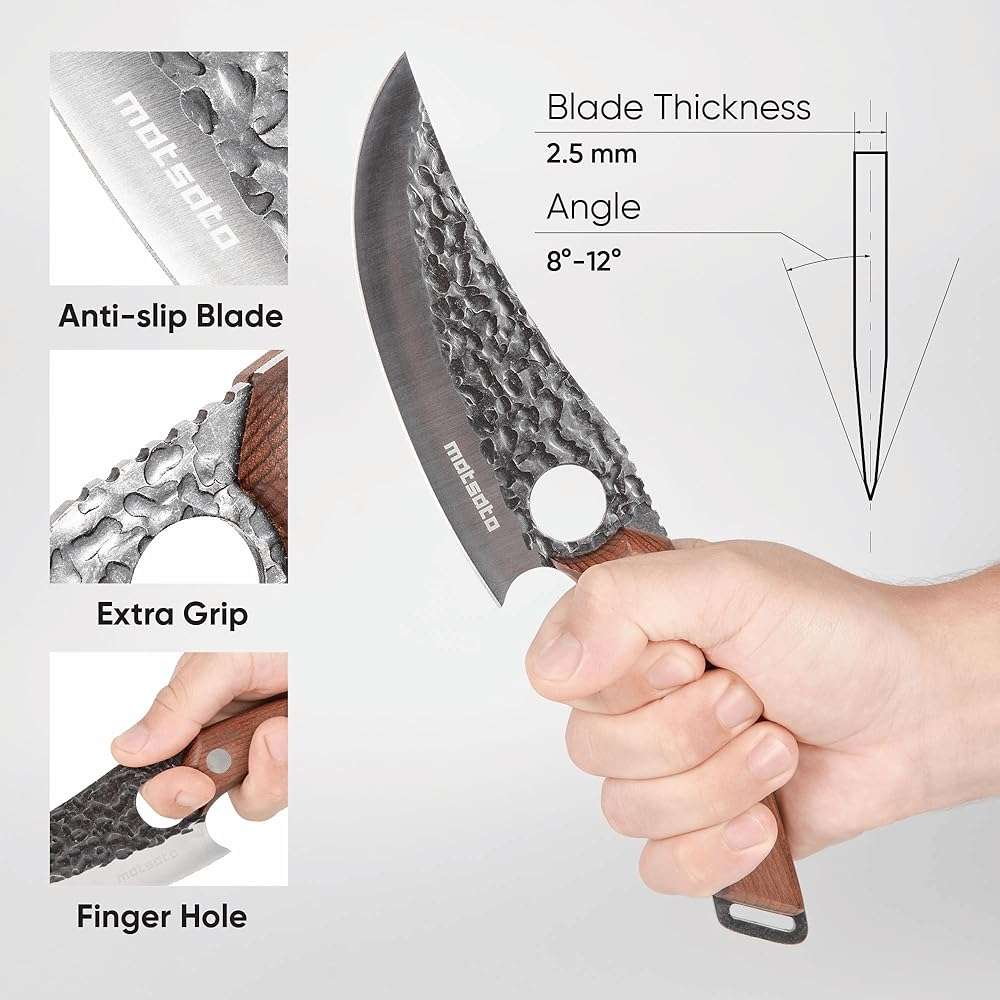 Matsato Chef Knife - Kitchen Knife for Cooking, Chopping. Japanese Steel Knife for Home, BBQ, Balance & Control, 6.3 Inch - Image 3