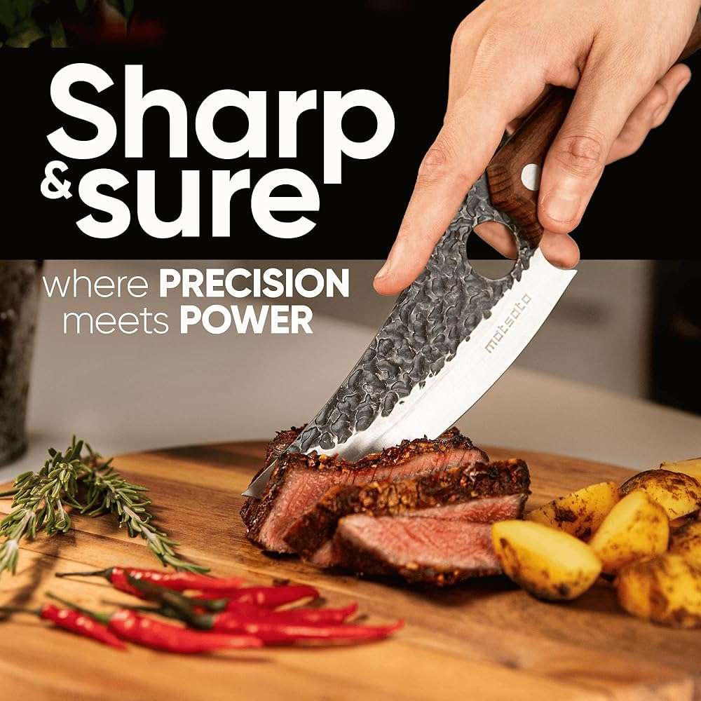 Matsato Chef Knife - Kitchen Knife for Cooking, Chopping. Japanese Steel Knife for Home, BBQ, Balance & Control, 6.3 Inch - Image 4