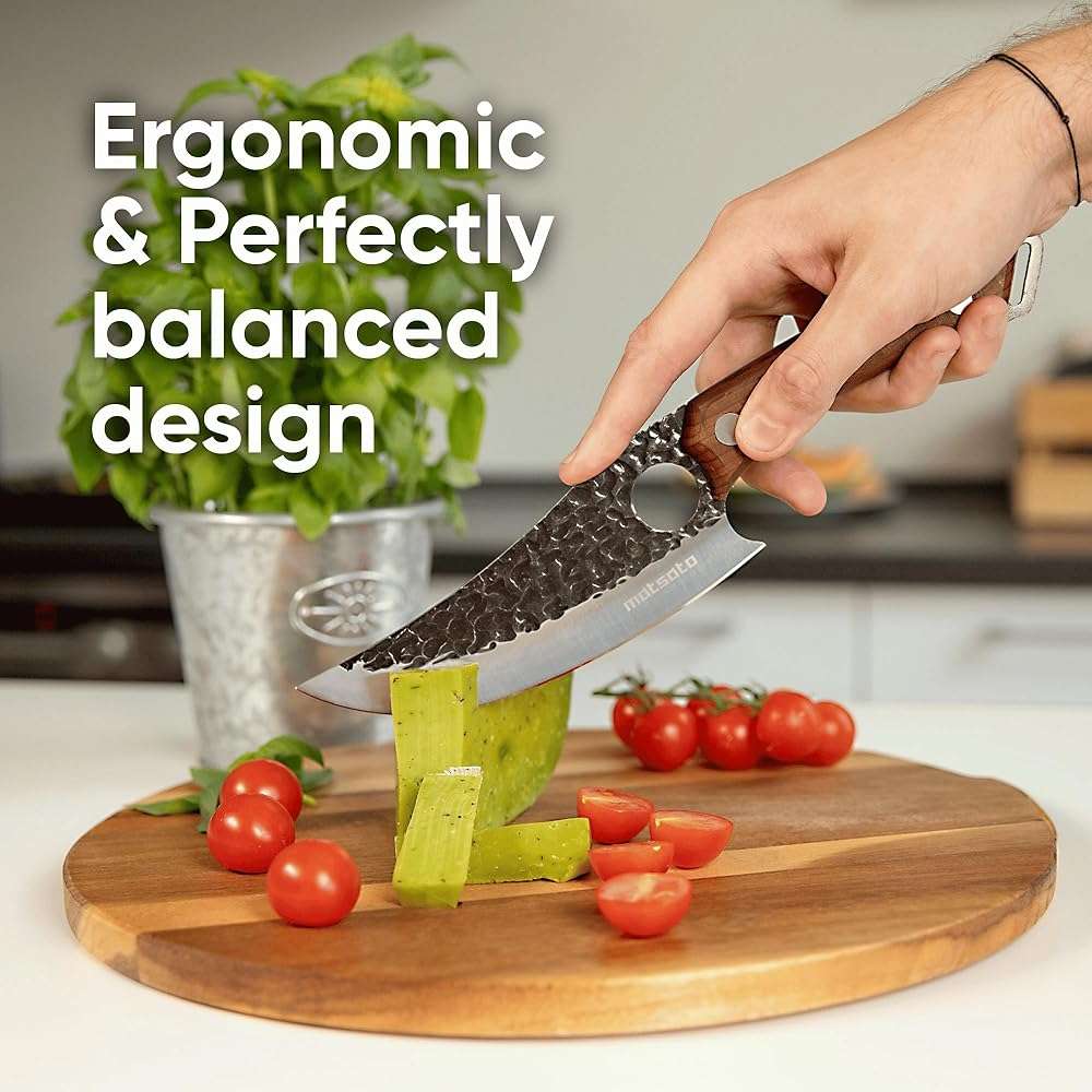 Matsato Chef Knife - Kitchen Knife for Cooking, Chopping. Japanese Steel Knife for Home, BBQ, Balance & Control, 6.3 Inch - Image 6