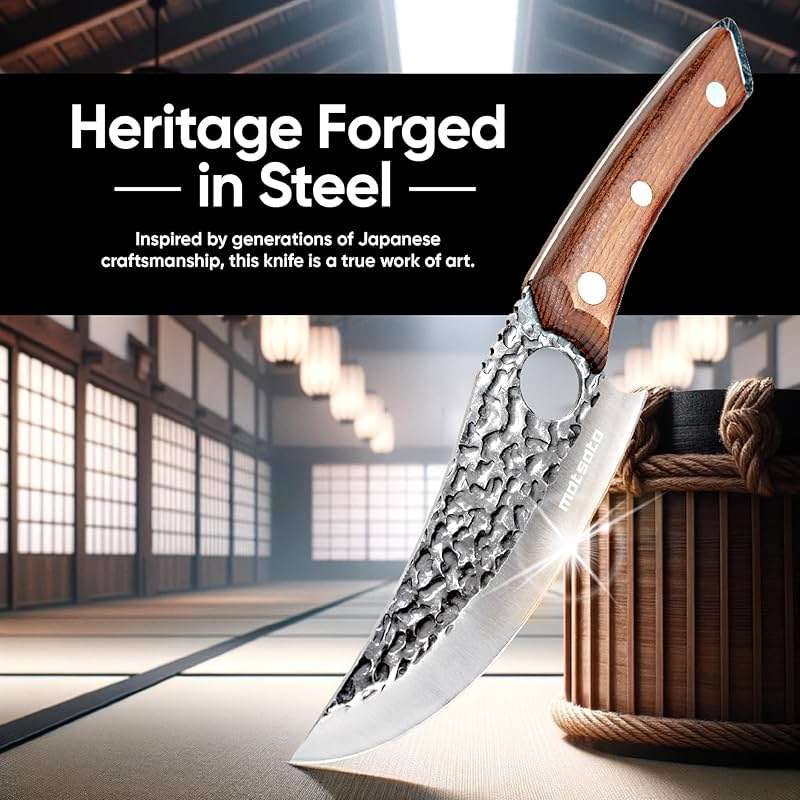 Matsato Chef Knife - Kitchen Knife for Cooking, Chopping. Japanese Steel Knife for Home, BBQ, Balance & Control, 6.3 Inch - Image 8
