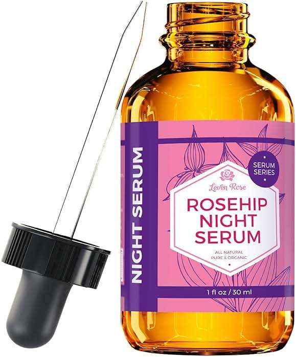 Leven Rose Rosehip Oil Night Face Serum, 100% Pure Organic Natural Rose Hip Oil Serum for Dry Skin 1 oz - Image 1