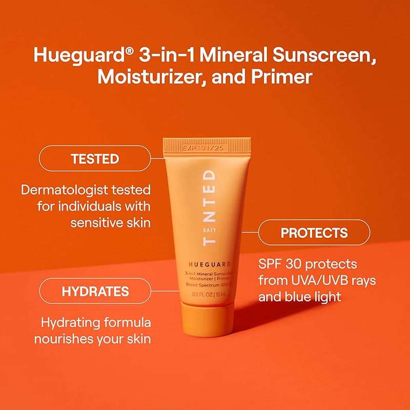 Live Tinted Hueguard® Mini 3-in-1 Mineral Sunscreen, Moisturizer, & Primer for Face and Body - Hydrate and Protect the Skin Year Round - SPF 30, 0.5 Fl Oz - Image 2