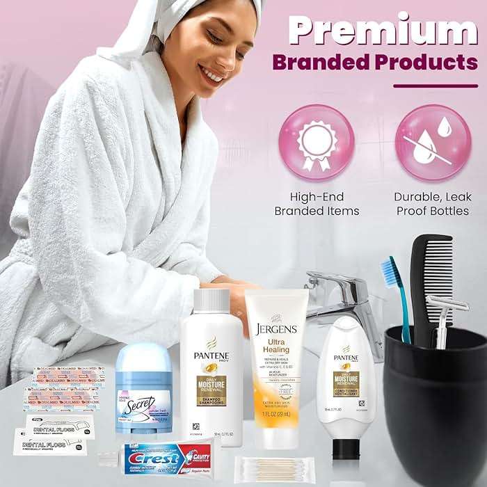 15 Piece Set Women’s Travel & Hygiene Kit with Clear Toiletry Bag, Personal Care Essentials, Single Kit or Bulk Case Packs, TSA Approved Toiletry Kit for Travel, Vacation, Everyday Essentials - Image 3