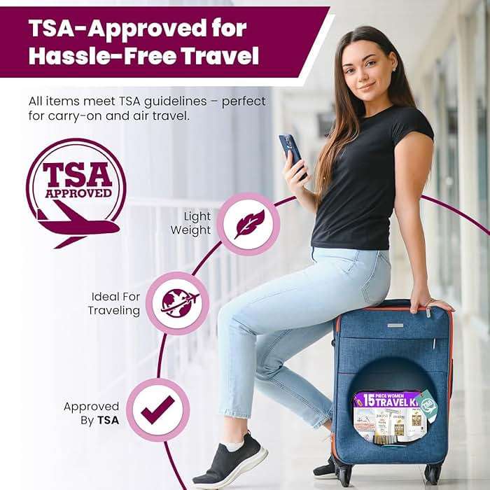 15 Piece Set Women’s Travel & Hygiene Kit with Clear Toiletry Bag, Personal Care Essentials, Single Kit or Bulk Case Packs, TSA Approved Toiletry Kit for Travel, Vacation, Everyday Essentials - Image 5