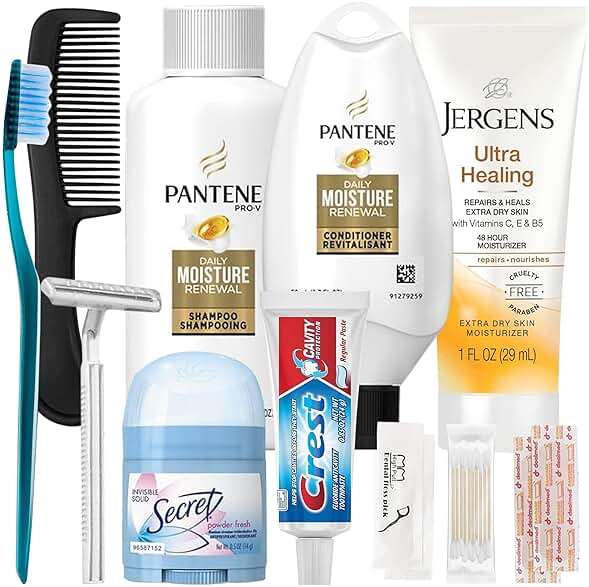 15 Piece Set Women’s Travel & Hygiene Kit with Clear Toiletry Bag, Personal Care Essentials, Single Kit or Bulk Case Packs, TSA Approved Toiletry Kit for Travel, Vacation, Everyday Essentials - Image 8