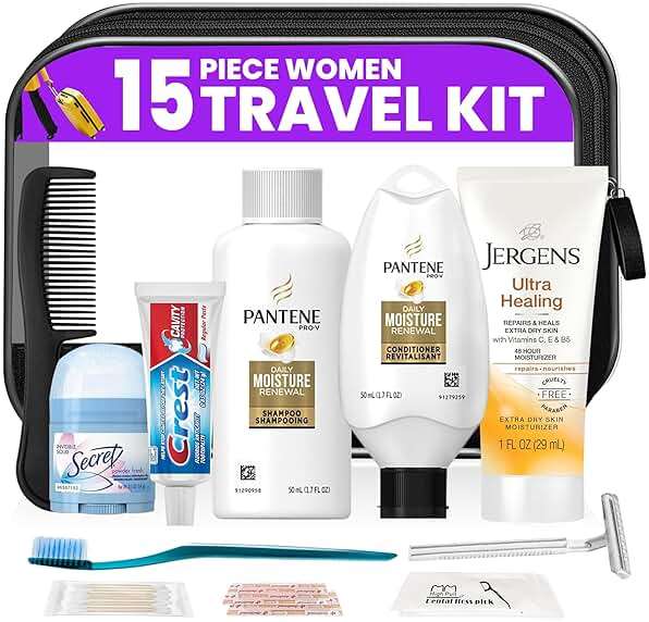 15 Piece Set Women’s Travel & Hygiene Kit with Clear Toiletry Bag, Personal Care Essentials, Single Kit or Bulk Case Packs, TSA Approved Toiletry Kit for Travel, Vacation, Everyday Essentials - Image 9