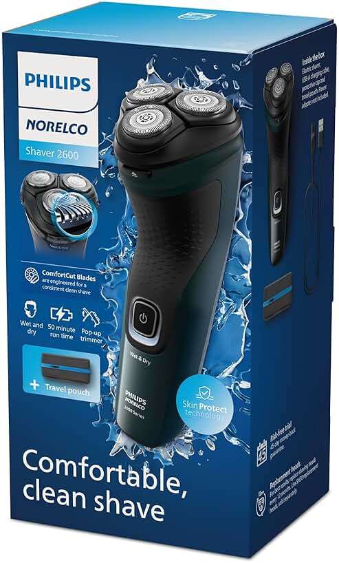 Philips Norelco Shaver 2600 Series, Wet and Dry Electric Shaver, Pop-up Trimmer, P-Cap, Travel Pouch, Dark Forest Green, Model X3052/91 - Image 12