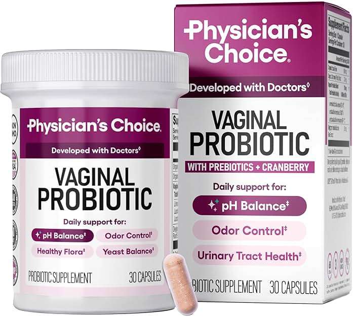 Physician's CHOICE Vaginal Probiotics for Women - pH Balance, Odor Control, Yeast Balance, Vaginal Flora & Feminine Health - 6B CFU with Organic Prebiotics and Cranberry Extract - 30 CT - Image 1