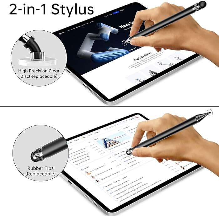 Bopomofo Stylus (5 Pcs), 2-in-1 Stylus Pen for Touch Screen, High Precision and Sensitivity, Suitable for iPhone/ipad/Android Tablets, Compatible with Touch Screens (Black/White/Blue/Rose Gold/Silver) - Image 3