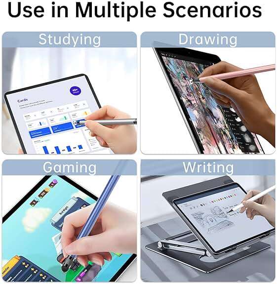 Bopomofo Stylus (5 Pcs), 2-in-1 Stylus Pen for Touch Screen, High Precision and Sensitivity, Suitable for iPhone/ipad/Android Tablets, Compatible with Touch Screens (Black/White/Blue/Rose Gold/Silver) - Image 6