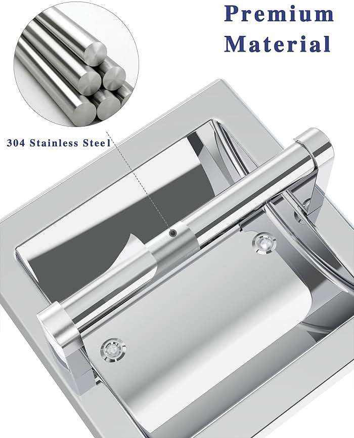 WZKALY Polished Chrome Recessed Toilet Paper Holder, Bathroom Wall Mount Recessed Pivoting Toilet Tissue Roll Paper Holder Include Rear Mounting Bracket - Image 3