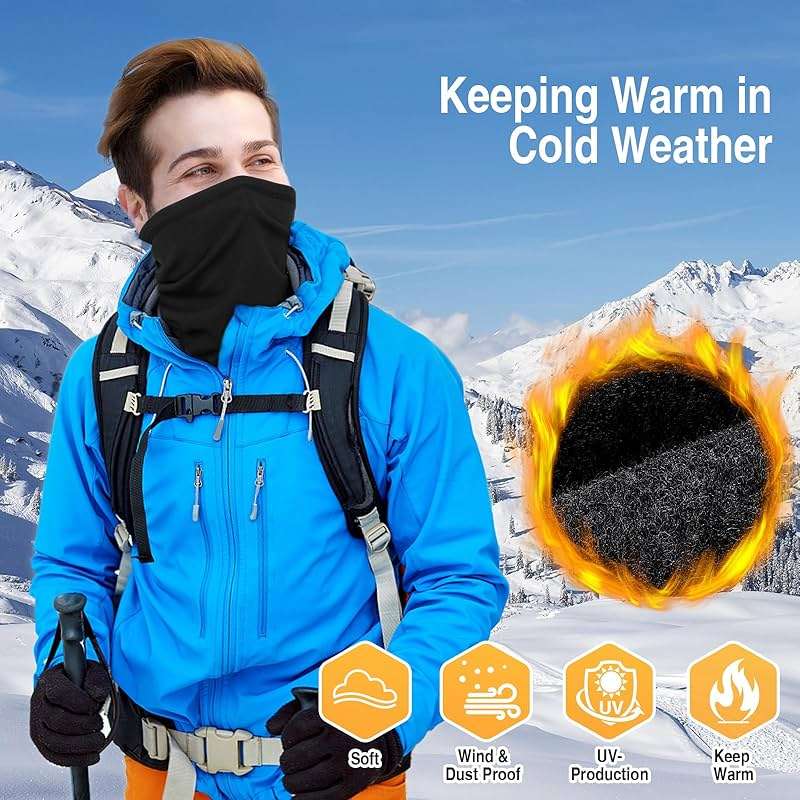 LUOLIIL VOE 2 Pack Winter Neck Gaiter Warmer for Men&Women,Windproof Face Cover Fleece Face Mask Scarf for Cold Weather Sport - Image 2