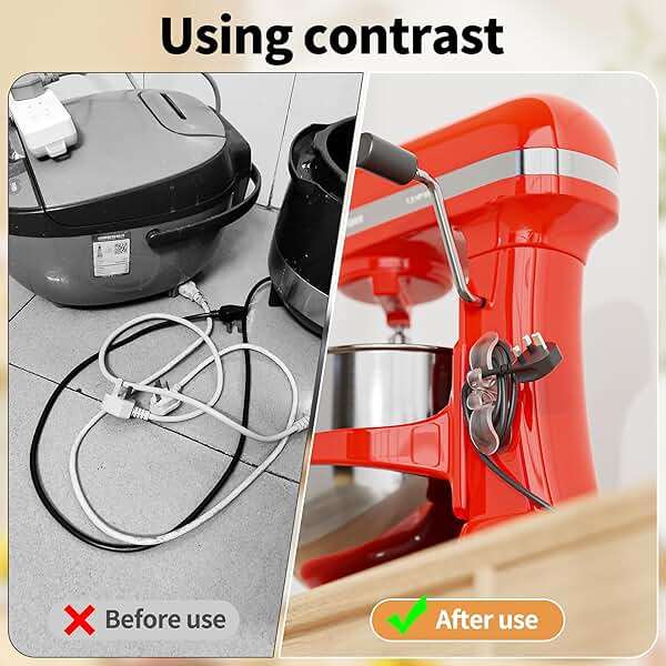 6PCS Clear Cord Organizer for Appliances, Kitchen Appliance Cord Organizer Stick On, Appliance Cord Holder, Cord Wrappers, Cord Winder for Pressure Cooker, Air Fryer, Blender, Coffee Maker, Toaster - Image 6