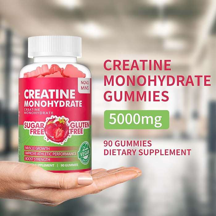 Novomins Creatine Monohydrate Gummies 5000mg for Men & Women, Chewables Creatine Monohydrate for Muscle Strength, Muscle Builder, Energy Boost, Pre-Workout Supplement(90 Count)-Strawberry Flavor - Image 3