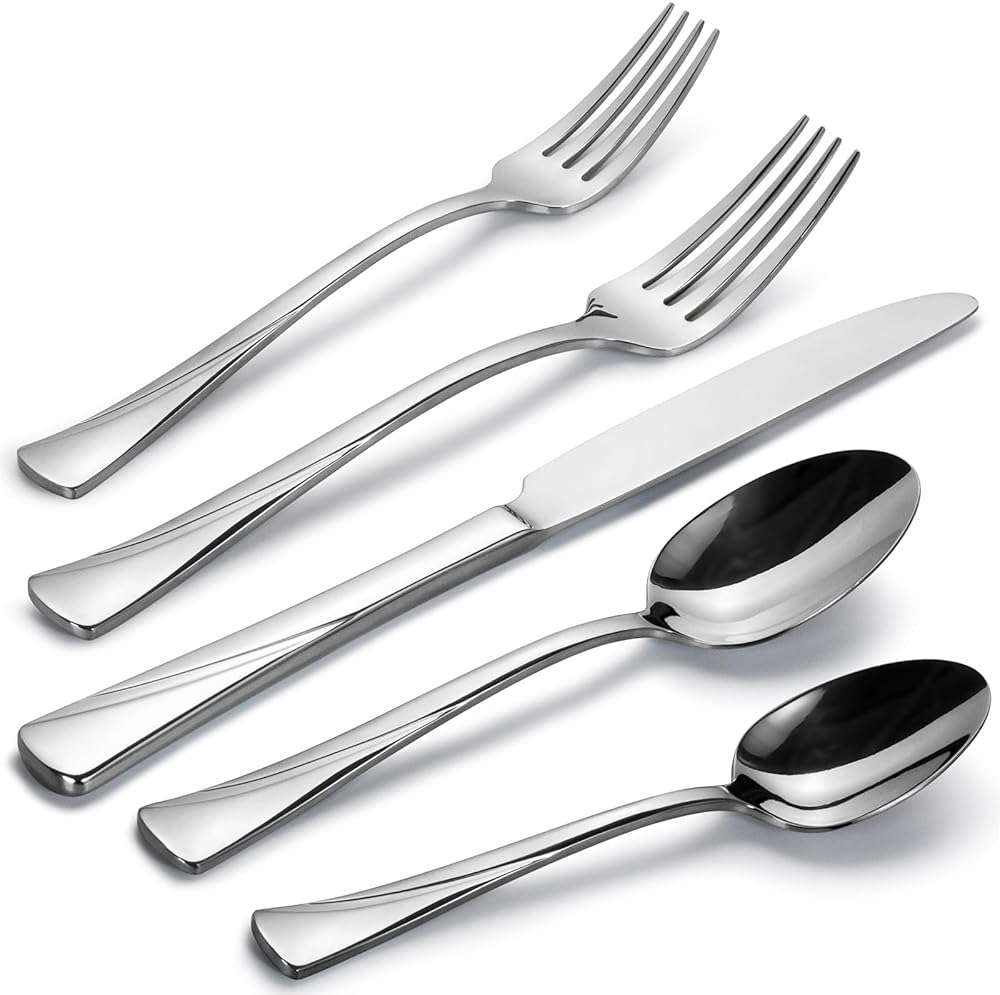 Alata Alice 40-Piece Silverware Set Stainless Steel Flatware Set,Service for 8,Mirror Polished Cutlery Set,Dishwasher Safe - Image 1
