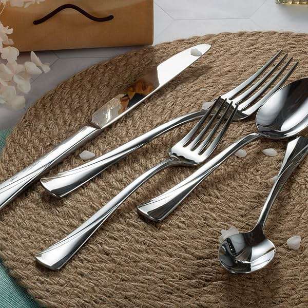Alata Alice 40-Piece Silverware Set Stainless Steel Flatware Set,Service for 8,Mirror Polished Cutlery Set,Dishwasher Safe - Image 2