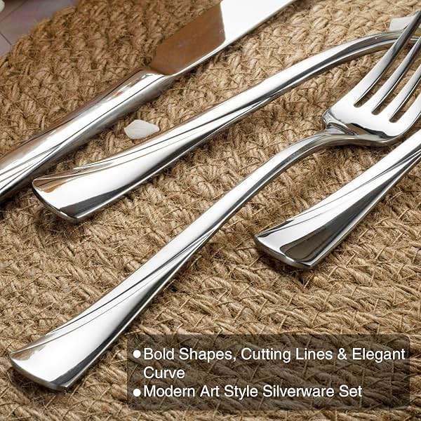 Alata Alice 40-Piece Silverware Set Stainless Steel Flatware Set,Service for 8,Mirror Polished Cutlery Set,Dishwasher Safe - Image 4