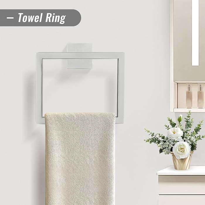 YACVCL Towel Bar Set, 5 Pieces Bathroom Hardware Set Brushed Nickel Bathroom Accessories, SUS304 Stainless Steel Towel Racks Holder Set Wall Mounted 23.6 Inch - Image 3