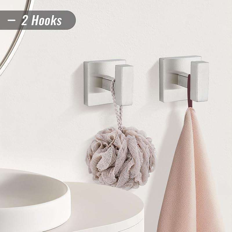 YACVCL Towel Bar Set, 5 Pieces Bathroom Hardware Set Brushed Nickel Bathroom Accessories, SUS304 Stainless Steel Towel Racks Holder Set Wall Mounted 23.6 Inch - Image 4