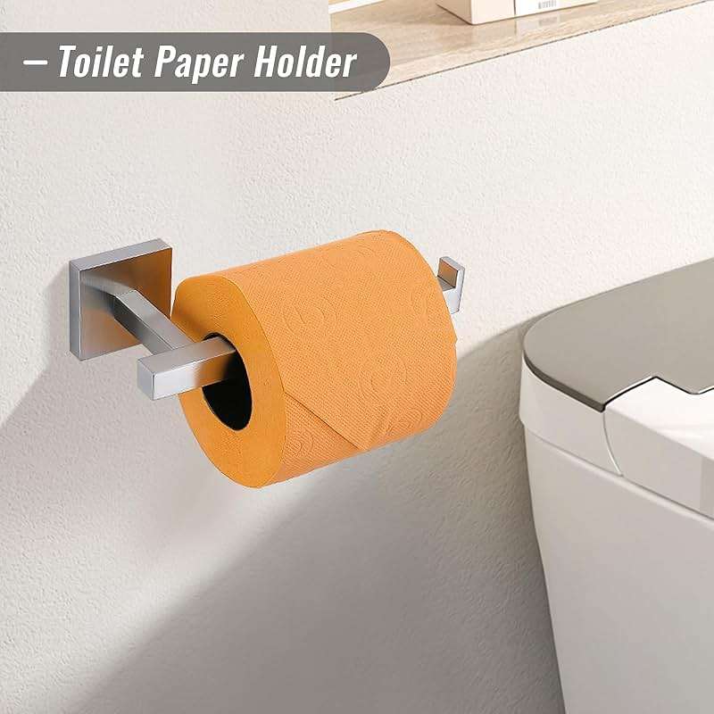 YACVCL Towel Bar Set, 5 Pieces Bathroom Hardware Set Brushed Nickel Bathroom Accessories, SUS304 Stainless Steel Towel Racks Holder Set Wall Mounted 23.6 Inch - Image 5