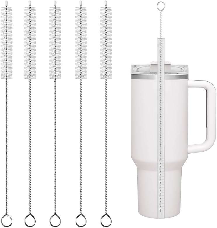 Stanley Straw Cleaner Brush, Reusable Extra Long for 40/30/20 oz Stanley Mug, 10mm Wide Drinking Straws Cleaning Brush for Sippy Cup, Water Bottle and Tubes (5Pcs) - Image 1