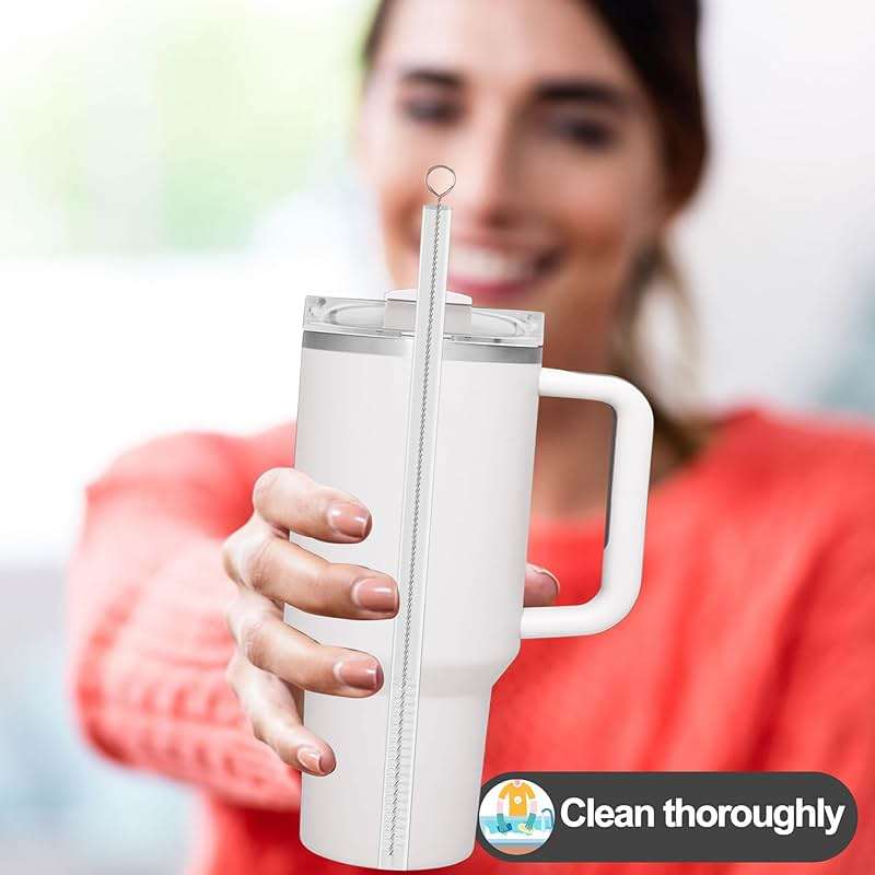 Stanley Straw Cleaner Brush, Reusable Extra Long for 40/30/20 oz Stanley Mug, 10mm Wide Drinking Straws Cleaning Brush for Sippy Cup, Water Bottle and Tubes (5Pcs) - Image 2