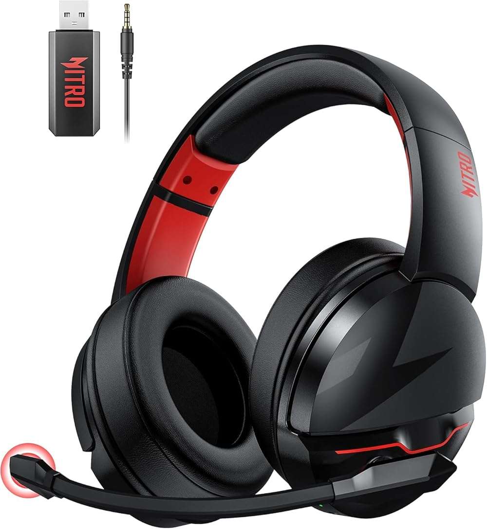 acer Wireless Gaming Headset, PS5 Headset with 2.4GHz for Ps5, Ps4, PC, Switch, Bluetooth 5.3 + 100Hrs Gaming Headphones with Noise Canceling Mic for Laptop, Mobile, Mac, 50mm Drivers (Red) - Image 1