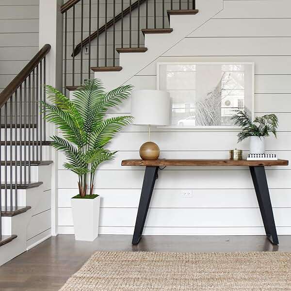 ASTIDY Artificial Palm Tree 5FT - Fake Tree with White Tall Planter - Faux Tropical Areca Floor Plant in Pot - Artificial Silk Plant for Home Office Living Room Decor Indoor - Image 4