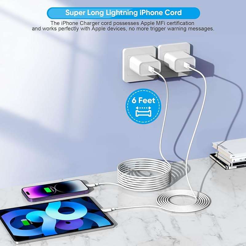 iPhone Fast Charger,Phone 14 13 12 11 Fast Charger USB C Wall Charger with 2-Pack 6FT Fast Charging Cable Compatible with iPhone 14/14 Pro/14 Pro Max/i Phone 13pro/12/11/X/8/7/6/iPad Pro/Mini/AirPods - Image 3