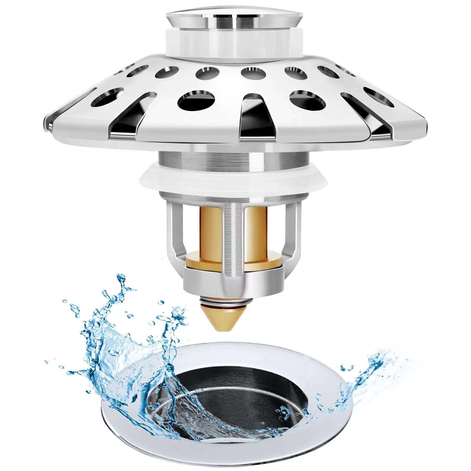 AzWzz Bathroom Sink Stopper,Sink Hair Catcher,Bathroom Sink Drain Strainer Pop Up Drain Cover Plug,Universal for 1.1 to 1.65in Sink Drain Hole - Image 1