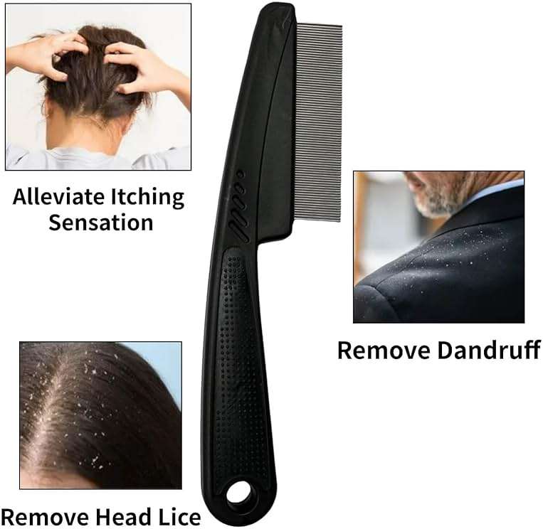 Yumflan 1.0mm Fine Tooth Stainless Steel Dandruff Comb for Adults Kids - Image 3