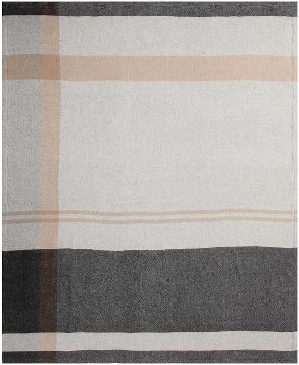 Jet&Bo 100% Pure Cashmere Throw Blanket for Couch, Sofa, & Bed, Ultra Soft Woven Cashmere Blanket Throw, Large Full Size 73”x53”, Gray & Beige Stripe Pattern - Image 4