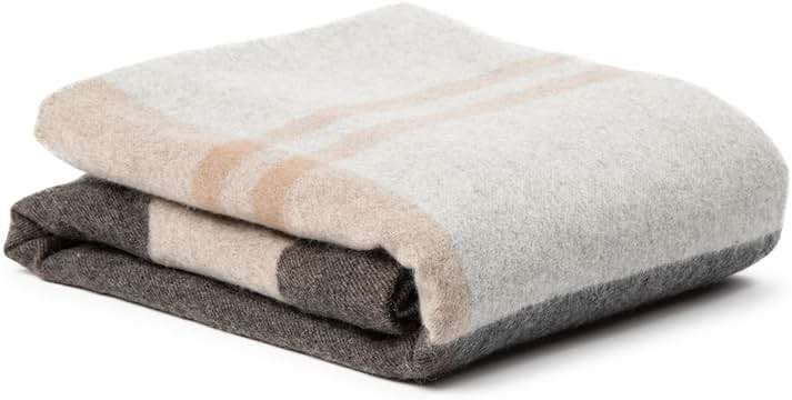Jet&Bo 100% Pure Cashmere Throw Blanket for Couch, Sofa, & Bed, Ultra Soft Woven Cashmere Blanket Throw, Large Full Size 73”x53”, Gray & Beige Stripe Pattern - Image 5