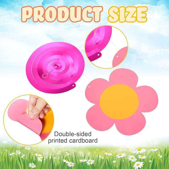 Outus 60s 70s Hippie Theme Birthday Party Decorations Foil Swirl Decorations, 60s 70s Peace out Sign Groovy Daisy Retro Flower Power Cutouts Hanging Swirls Ceiling for Birthday, 30 Count(Lovely) - Image 5