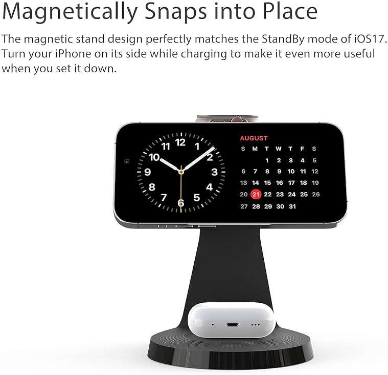 3 in 1 Charging Station for Apple Devices,Mag-Safe Charger Stand Fast Charging,Wireless Charger for iPhone 16/15/14/13/12 Series,& AirPods,& iWatch(USB-C Charger Included) - Image 3