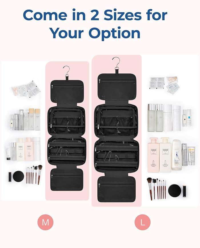 BAGSMART Travel Toiletry Bag with Jewelry Organizer, Hanging Travel Bag for Toiletries, Puffy Makeup Cosmetic Bag Organizer, Carry-on Travel Accessories Essentials, Black-L - Image 5