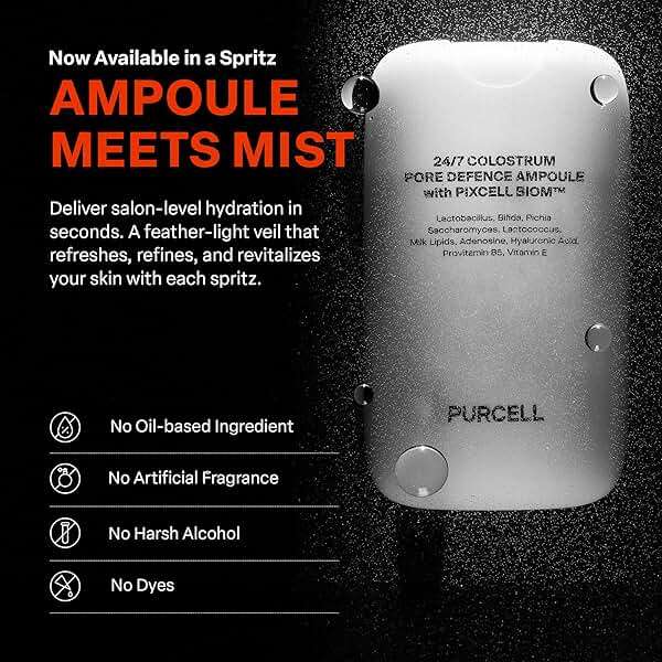 PURCELL 24/7 Colostrum Facial Serum Spray(White) - Ampoule Mist for Glass skin with Long Hydration, Poreless Smooth Skin, Before & After Makeup, Hyaluronic Acid, For All Skin types, 1.85 fl oz(55ml) - Image 4