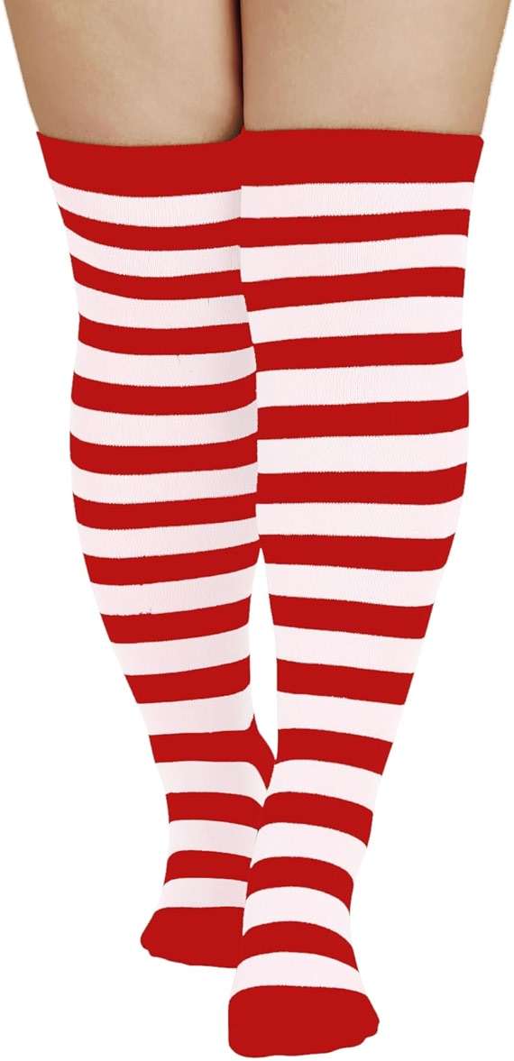 Plus Size Thigh High Socks for Women Thick Striped Cotton Extra Long Over the Knee High Socks Leg Warmers - Image 2