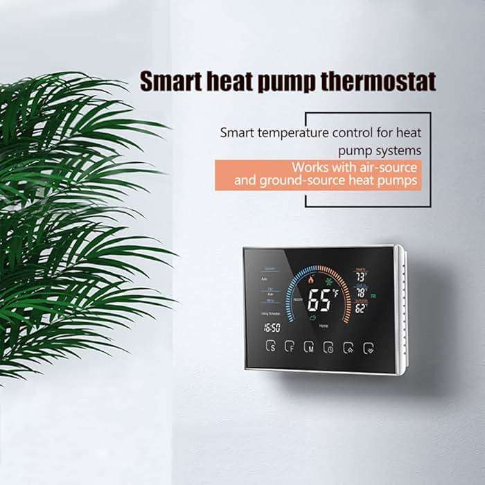 Sunydog Smart Thermostats, Heat Pump Room Thermostat, 4.8 Inch Temperature Controller Color LCD Screen Programmable Thermostat for House, Fit for for for Home Office Hotel (Black) - Image 4