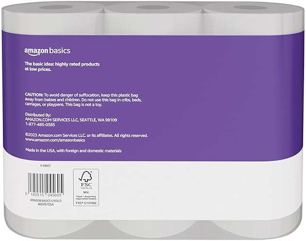 Amazon Basics Soft and Strong 2-Ply Toilet Paper, 6 Ultra Rolls = 24 Regular Rolls, Unscented, 340 Sheet (1 Pack of 6), Packaging May Vary - Image 2