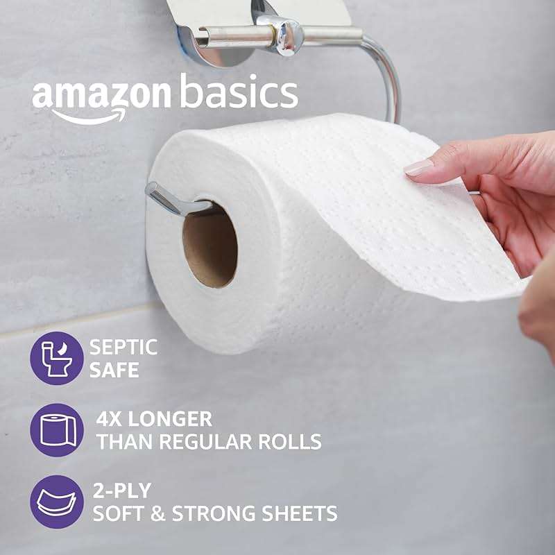 Amazon Basics Soft and Strong 2-Ply Toilet Paper, 6 Ultra Rolls = 24 Regular Rolls, Unscented, 340 Sheet (1 Pack of 6), Packaging May Vary - Image 4