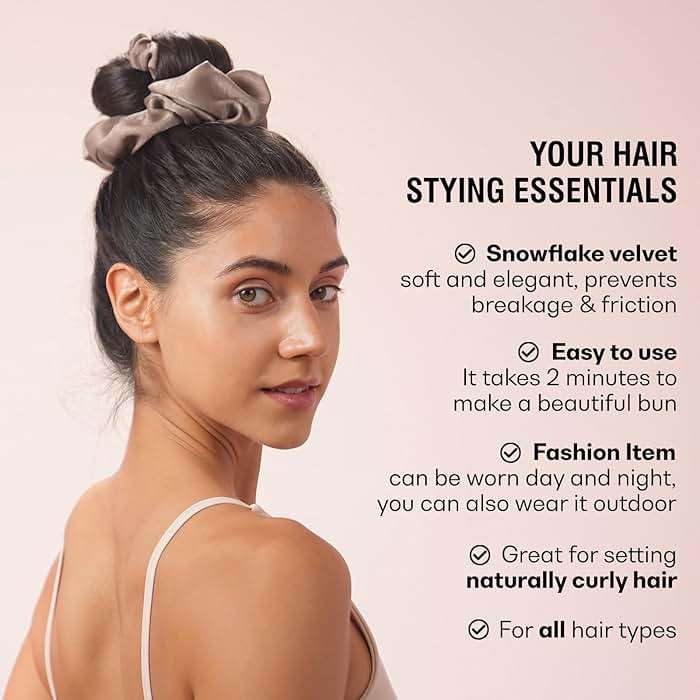 BLINKEEN Heatless Curling Scrunchie, Heatless Hair Curler to Sleep In, No Heat Curls for Long Hair, Soft Sleep Hair Roller (Beige) - Image 4