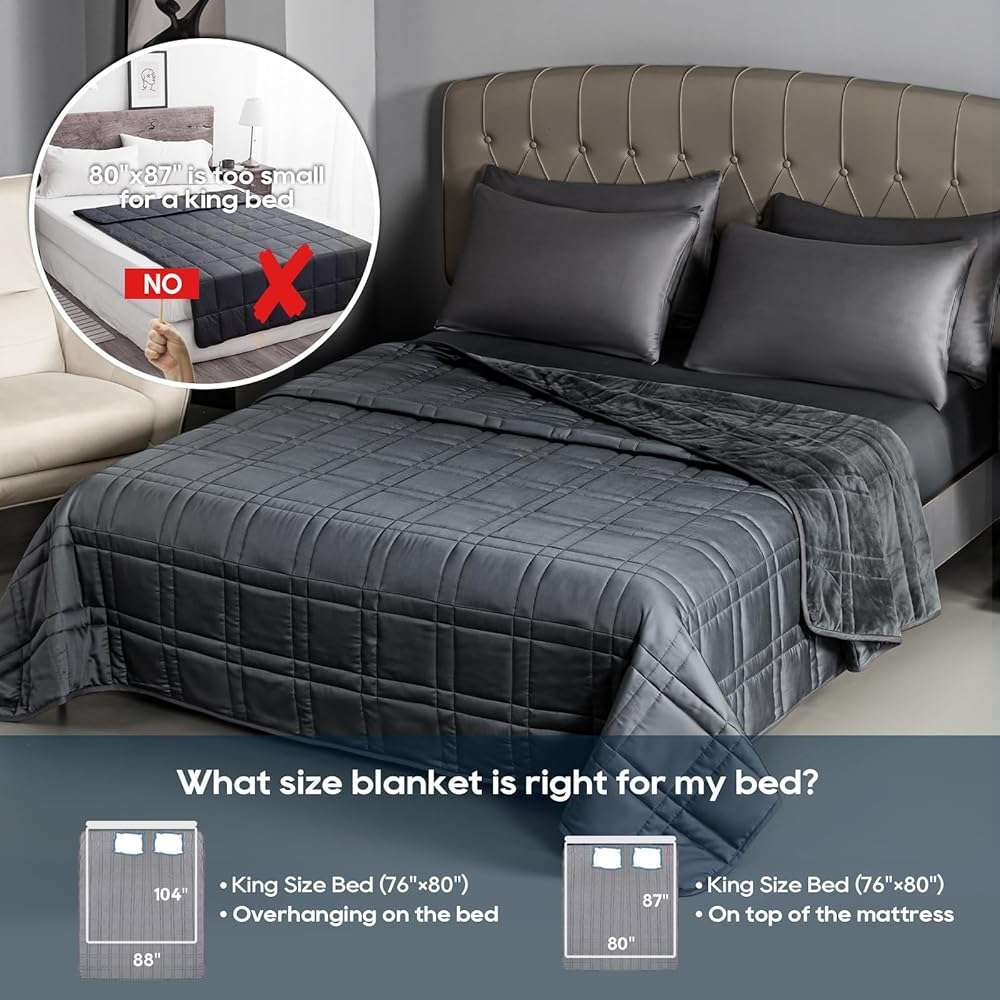 King Size Weighted Blanket 20lbs(88''x104'', Dual-Sided), Reversible King Weighted Blanket with Cozy Warm Velvet & Cooling Tencel Fabric for Adults & Couple All Season - Carry Bag Included, Dark Grey - Image 5