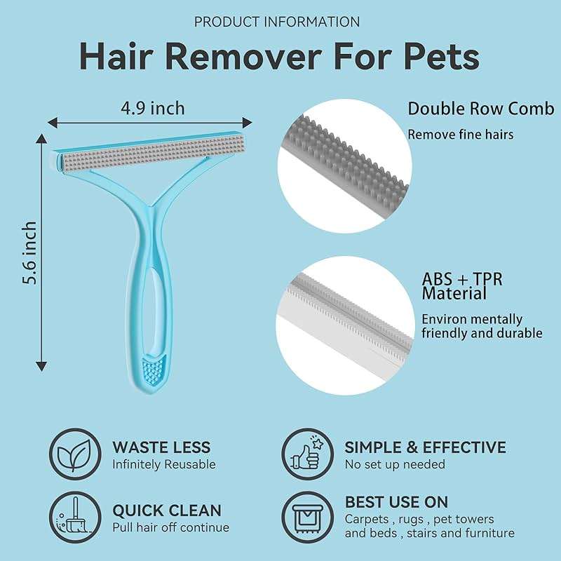 Pet Hair Remover, Dog and Cat Hair Remover, Wool Hair Remover, Carpet Rake for Pet Hair Removal, Carpet Rake, Pile Brush, Hand Shaver for Carpets, Car Cushions, Sofas, Pet Beds, Furniture & Rug - Image 2
