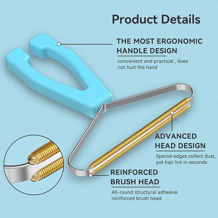 Pet Hair Remover, Dog and Cat Hair Remover, Wool Hair Remover, Carpet Rake for Pet Hair Removal, Carpet Rake, Pile Brush, Hand Shaver for Carpets, Car Cushions, Sofas, Pet Beds, Furniture & Rug - Image 3