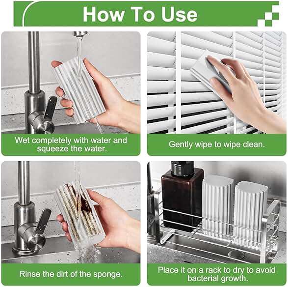 Jeymei 2-Pack Damp Clean Duster Sponge, Sponge Cleaning Brush, Duster for Cleaning Blinds, Glass, Baseboards, Vents, Railings, Mirrors, Window Track Grooves and Faucets - Image 3